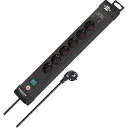 BRENNENSTUHL BRE 1951160608 - Tira de enchufe Premium-Line, 6 vías, USB, cable de 3 m,