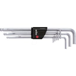 WIHA 02292 - Juego de llave de pin, llave Allen, 1,5-10, 9 piezas, cabeza de