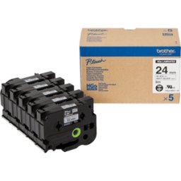 BROTHER P-TOUCH HGE-M951 - Cinta de alta calidad, negro sobre plata mate, 24 mm
