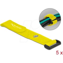 DELOCK 19547 - Bridas de velcro con lazo y ojal L 190 x W 25 mm amarillo 5 piez