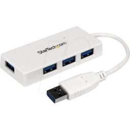 STARTECH.COM ST 4300MINU3W - USB 3,0 mini-hub de 4 puertos, USB-A, blanco
