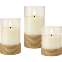 GOOBAY 77773 - Conjunto de velas de cera real LED DE 3, blanco con cá&nt