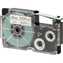 CASIO XR-9X1 - Cinta de escritura, 9 mm x 8 m, negro/transparente