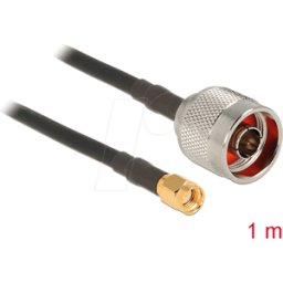 DELOCK 88938 - Cable de antena RF, conector N > conector RP-SMA, 1 m