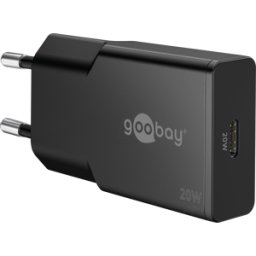 GOOBAY 75727 - Cargador USB, 20 W, 1x USB-C, GaN, SLIM, negro