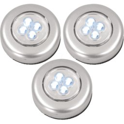 EAXUS UNI LED LIGHT - Luminaria LED adosada, plateada, 3x AAA (Micro)