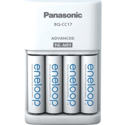 PANASONIC ENELOOP BQ-CC17A - Cargador enchufable, NiMH, incl. 4 pilas AA (Mignon), blanco