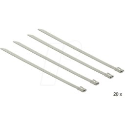 DELOCK 18630 - Bridas para cables de acero inoxidable, 150 x 4,6 mm, plata, paq