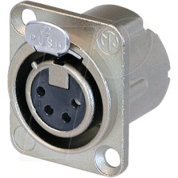 NEUTRIK NC4FD-LX - Enchufe de seguridad para empotrar XLR, 4 pines, plateado, nique