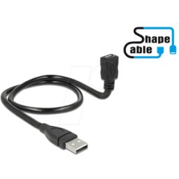 DELOCK 83922 - Cable USB 2.0, conector macho a conector hembra Micro B, forma,