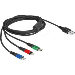 DELOCK 90156 - Cable de carga USB 3 en 1 Tipo-A a Lightning™ / Micro USB / USB