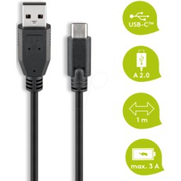 GOOBAY 55466 - Cable de carga y sincronización, USB-A -> USB-C™, 1