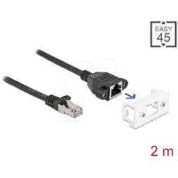 DELOCK 87112 - Cable alargador de red, Easy 45, S/FTP, Cat.6a, 2 m, negro