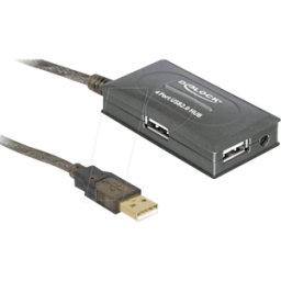 DELOCK 82748 - Cable alargador USB 2.0 hub activo de 4 puertos de 10 m