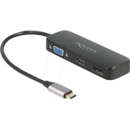 DELOCK 64156 - Adaptador multipuerto USB tipo C a VGA, HDMI, DisplayPort