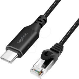 LOGILINK CU0417 - Adaptador de red, cable, USB 3,2 Tipo-C, Gigabit Ethernet, 15 m.