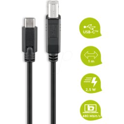GOOBAY 67985 - Cable USB 2.0, conector C a conector B, 1 m