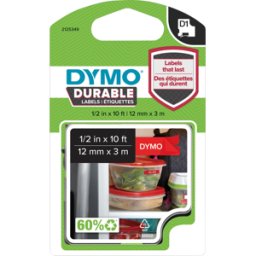 DYMO D1 1978366 - Cinta de vinilo 12 mm DYMO D1, blanco/rojo