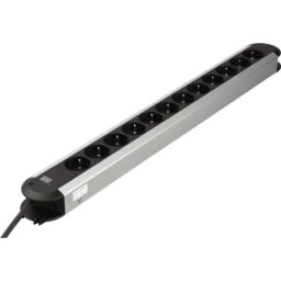 BACHMANN BACH 330.073 - Regleta de enchufes, 12 aumentos, tipo F - CEE 7/3, negro-plata