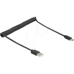 DELOCK 90368 - Cable USB 2.0 en espiral USB Tipo-A macho a USB Type-C™ macho 0,