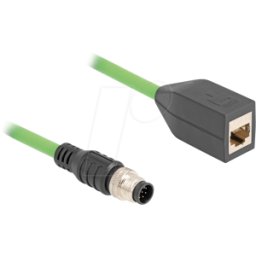 DELOCK 60570 - Cable M12, cod. A, 8 clavijas, enchufe / toma RJ45, 0,5 m