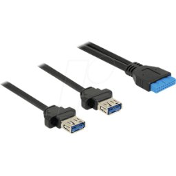 DELOCK 85244 - Cable USB 3.0 hembra de poste a 2 puertos USB 3.0 A