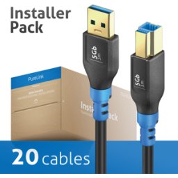 PURELINK FI-U300-030-PCK - Cable USB 5 Gb/s, conector A a conector B, 3,0 m, paquete de 20