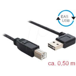 DELOCK 85167 - Cable USB 2.0, conector macho A EASY acodado a conector macho B,