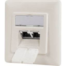 LOGILINK NP0128 - Toma de red empotrable Cat.6A 2x RJ45 apantallada, blanco puro