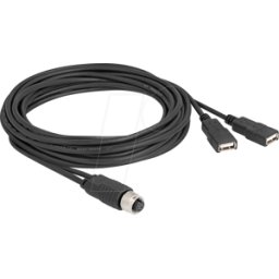 DELOCK 60651 - Cable adaptador 2x USB 2.0 a M12 codificado A de 8 clavijas 3,0