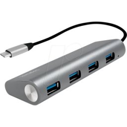 LOGILINK UA0309 - Concentrador de 4 puertos USB 3.0, aluminio, cable USB-C.
