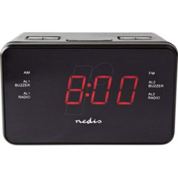 NEDIS N CLAR002BK - Radio reloj despertador digital, 1x 3,5 mm, snooze, temporizador
