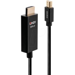 LINDY 40922 - Conector Mini DP 1.2 a HDMI a, 2,0 m, activo, HDR, 4K/60Hz,