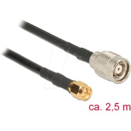 DELOCK 89514 - Cable de antena RF, conector RP-TNC > conector SMA, 2,5 m