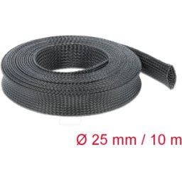 DELOCK 18904 - Funda trenzada estirable 10 m x 25 mm, color negro