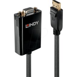 LINDY 41006 - Adaptador DisplayPort, conector DP a conector hembra VGA, activo