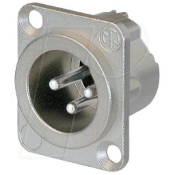 NEUTRIK NC3MDLX - Conector macho de montaje en panel XLR de 3 pines, plateado, niq