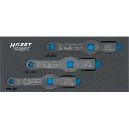 HAZET HZ 163-624/3 - Juego de llaves de anillo empotrado 163-624/3, 3 piezas, E18 - E