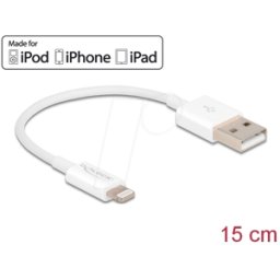 DELOCK 83001 - Cable de carga, USB-a -> Lightning, blanco, 15 cm