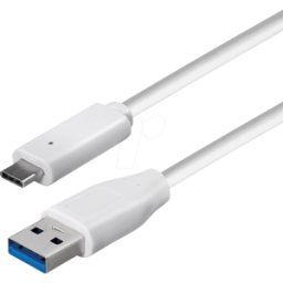 MAXTRACK MATR C511-1WL - Cable USB 3.0, a macho a macho C, LED, blanco, 1 m