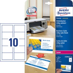 AVERY ZWECKFORM AVZ C32016-25 - Tarjetas de visita, bordes lisos, 250 unidades, blanco