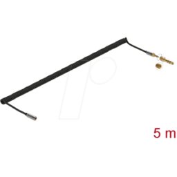 DELOCK 85834 - Clavija/toma de 3,5 mm, 1x adaptador de 6,35 mm, espiral, 5 m