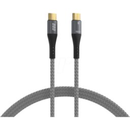 EFB-ELEKTRONIK EFB USB-CC-00001 - Cable USB 2,0 C macho a C macho, 100W, gris, chaqueta textil, 0,