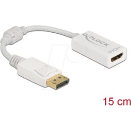 DELOCK 61015 - Adaptador DisplayPort 1.1 macho a HDMI hembra pasivo blanco