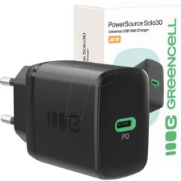 GREEN CELL GC CHARB-30C-B - Cargador USB, 30 W, 1x USB-C, negro