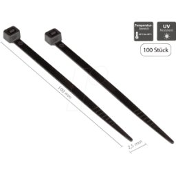 GOOD CONNECTIONS GC KAB-10S25 - Bridas para cables, resistentes a los rayos UV, 100 mm, negro, p