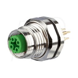 METZ CONNECT M12 BU4 370 - Conector hembra M12, 4 vías, montaje en pared trasera