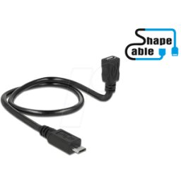 DELOCK 83925 - Cable USB 2.0, conector macho Micro B a conector hembra Micro B,