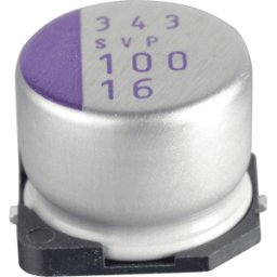 PANASONIC SVP 100/16 - Polímeros de ELECTRODO SMD, 100 µF, 16 V, 105°C, 10 x 8 m