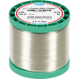 FELDER LÖTTECHNIK LZ F6 BF 0,5 250 - Soldadura sin plomo con contenido de plata y cobre, Ø 0,5 mm, 25